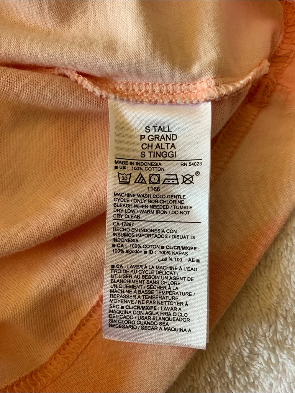 Old Navy Long Sleeve Tie-Dye T-shirt dress. - Peach, Pink.